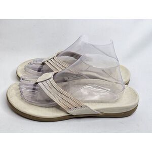 Vionic Fallyn Cream Toe Post Orthotic Arch Support Suede Sandal Womens Size 9